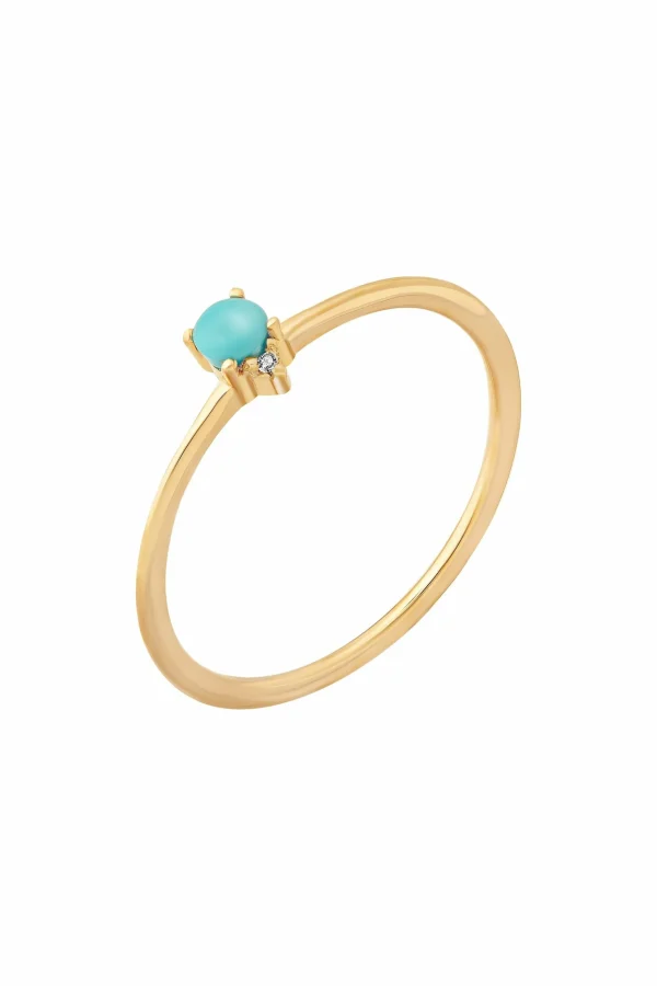 Ring 925 Silber vergoldet Türkis & Weißtopas