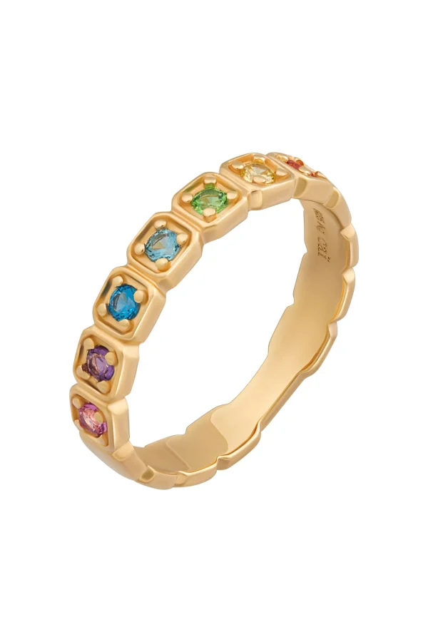 Ring 925 Silber vergoldet Zirkonia Rainbow