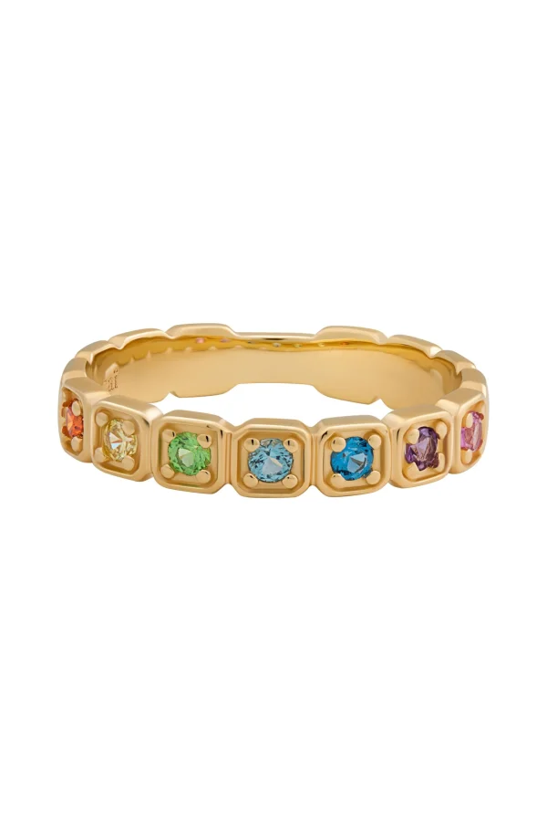 Ring 925 Silber vergoldet Zirkonia Rainbow