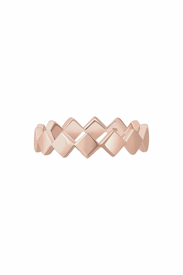Ring 925 Sterling Silber rosé vergoldet Rauten