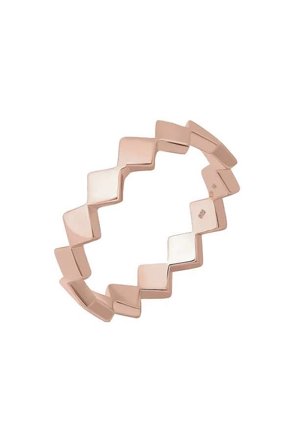 Ring 925 Sterling Silber rosé vergoldet Rauten