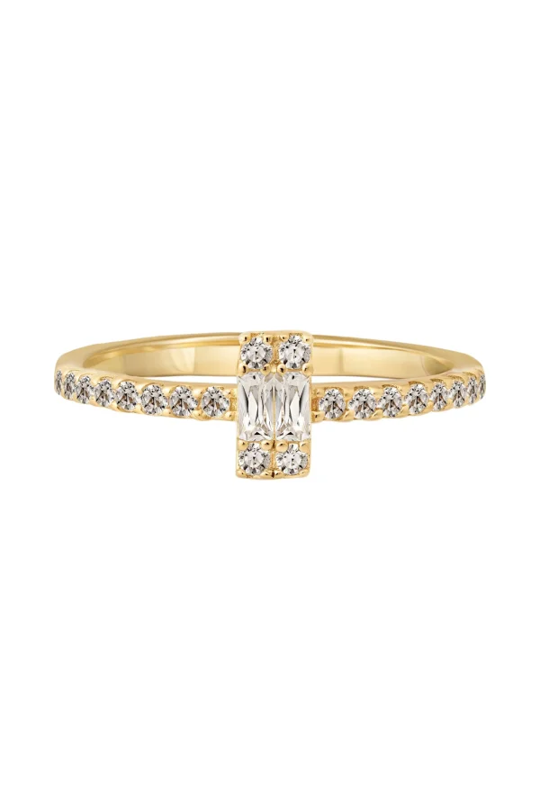Ring 925 Sterling Silber gelb vergoldet mit Zirkonia