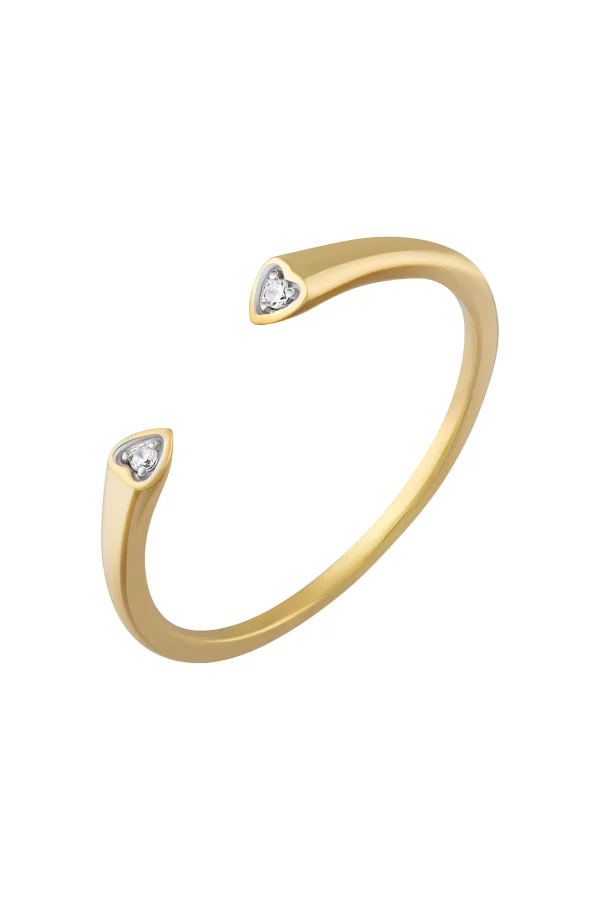 Ring 925 Sterling Silber gelb vergoldet Open Design Herz Zirkonia