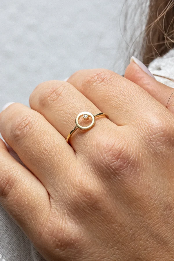 Ring 925 Sterling Silber gelb vergoldet Zirkonia