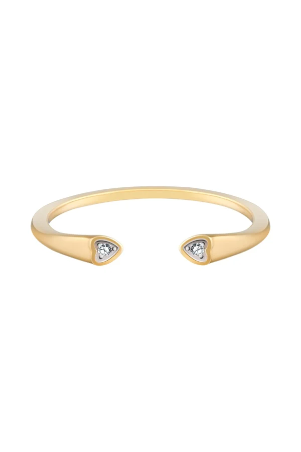 Ring 925 Sterling Silber gelb vergoldet Open Design Herz Zirkonia