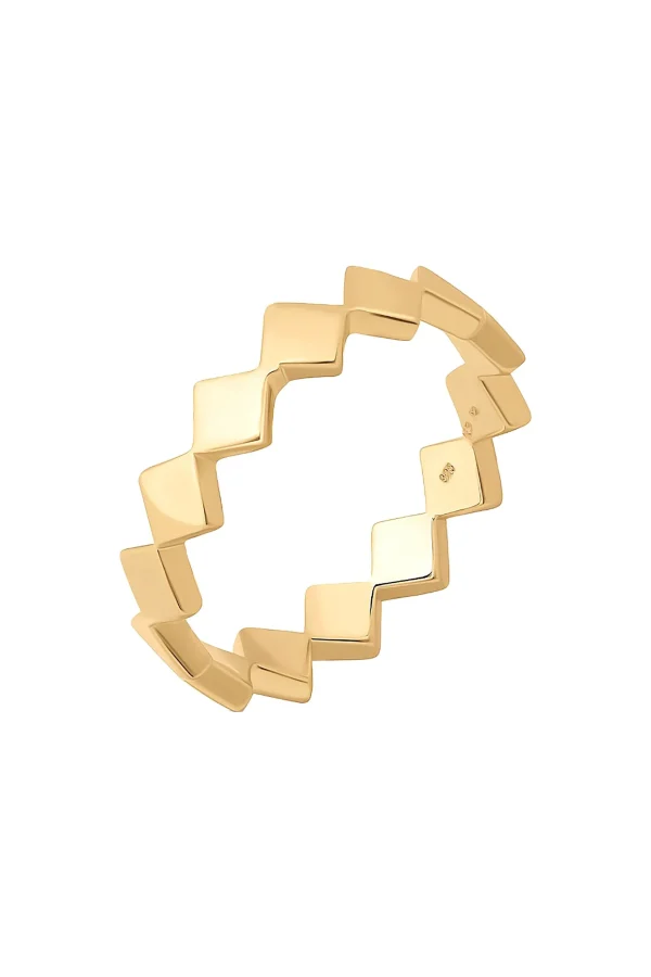 Ring 925 Sterling Silber gelb vergoldet Rauten
