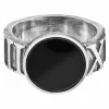 Ring 925 Sterling Silber matt oxidiert mit Onyx