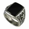 Ring 925/- Sterling Silber matt oxidiert Onyx