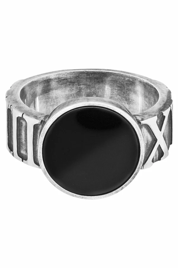 Ring 925 Sterling Silber matt oxidiert mit Onyx