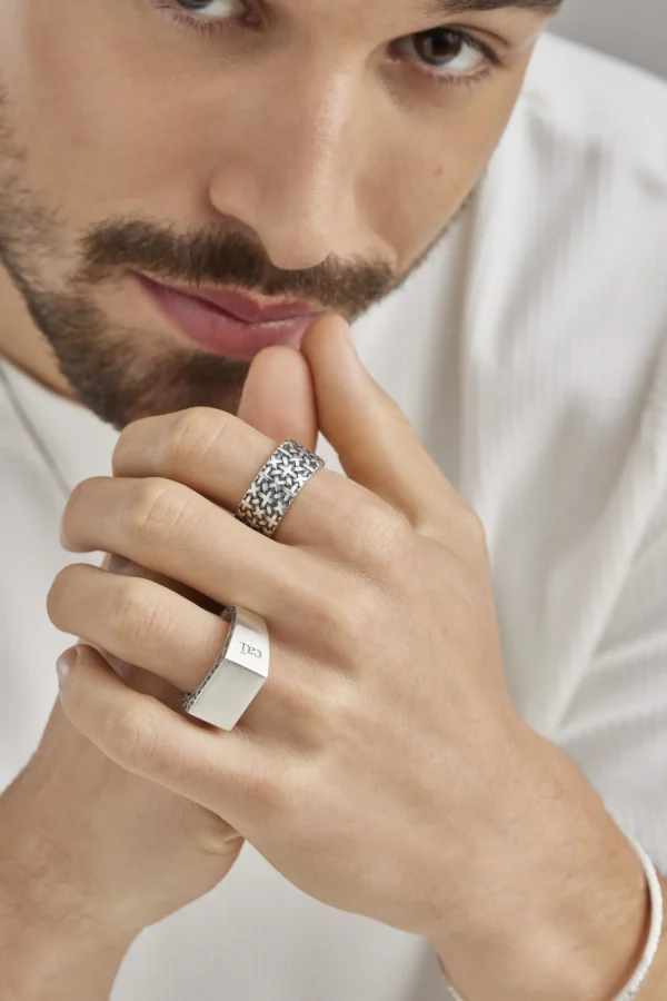 Ring 925/- Sterling Silber matt-oxidiert Flechtoptik
