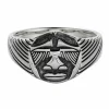 Ring 925/- Sterling Silber oxidiert Maske Afrika