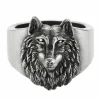 Ring 925/- Sterling Silber oxidiert Wolf Europa