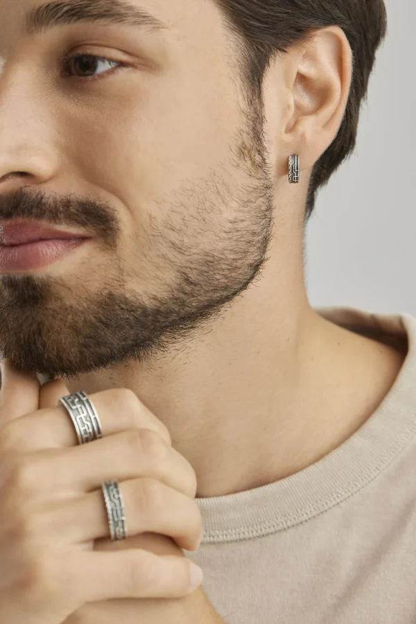 Ring 925/- Sterling Silber oxidiert Linien Japan