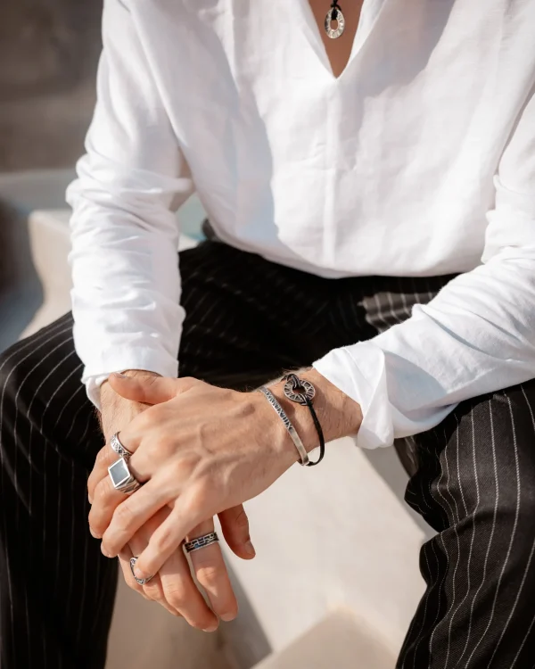Ring 925/- Sterling Silber oxidiert Linien Japan