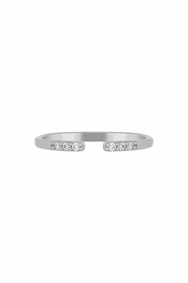 Ring 925/- Sterling Silber rhodiniert offen Zirkonia Stacking