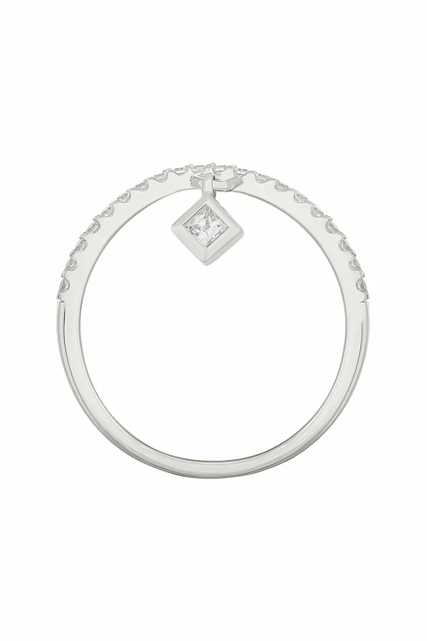 Ring 925 Sterling Silber rhodiniert Anhänger Raute Zirkonia