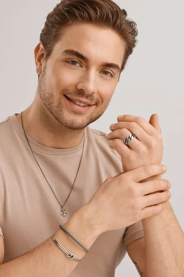Ring 925/- Sterling Silber rhodiniert Ketten-Optik