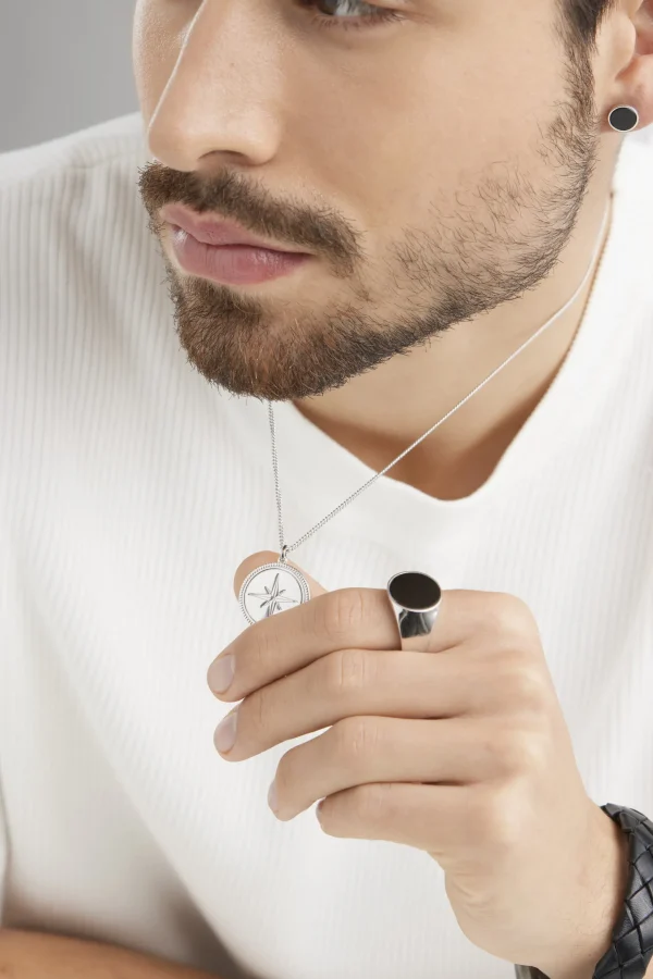 Ring 925/- Sterling Silber rhodiniert Onyx