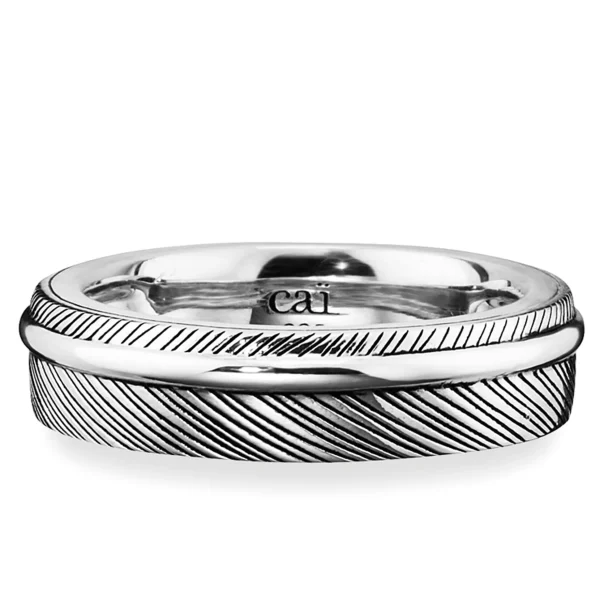 Ring 925 Sterling Silber rhodiniert Feder