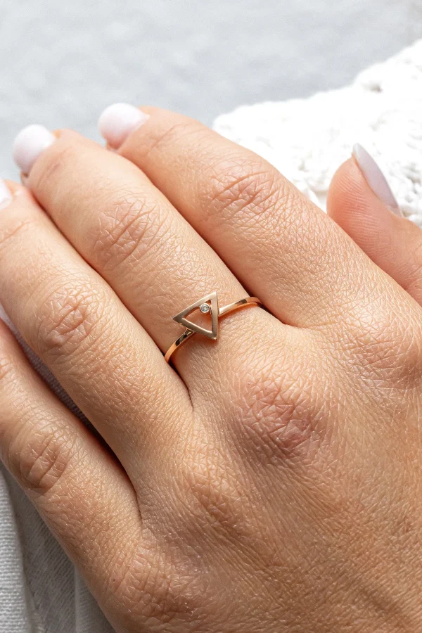 Ring 925 Sterling Silber rosé vergoldet Zirkonia Dreieck