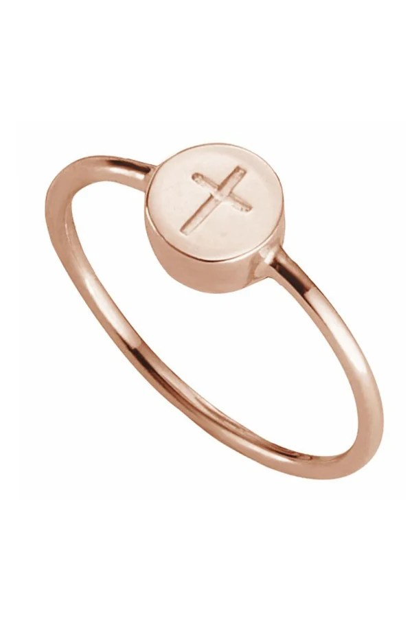 Ring 925/- Sterling Silber rotvergoldet Kreuz