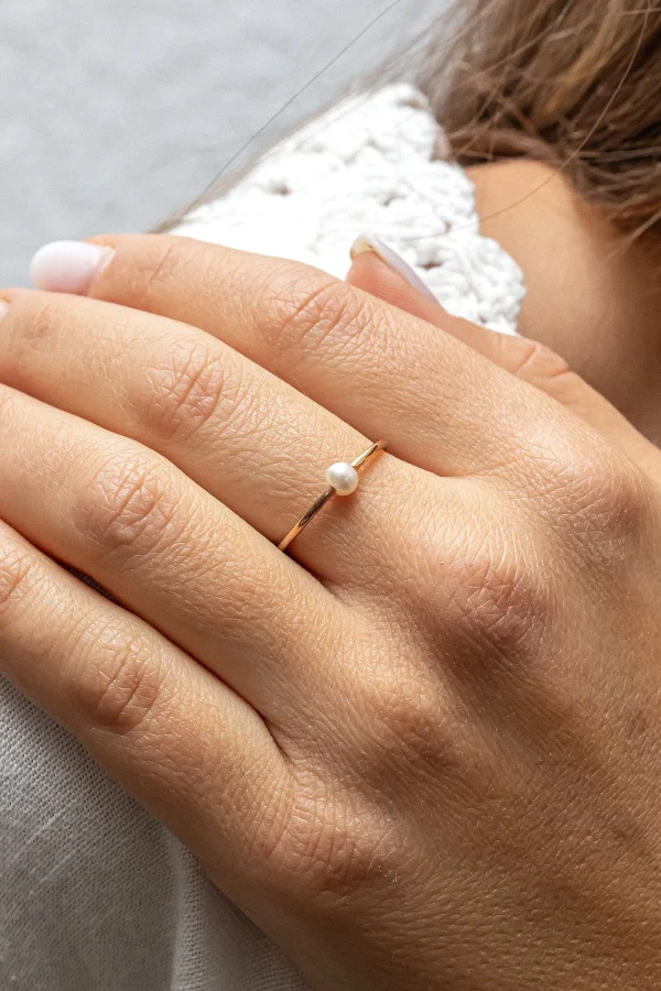Ring 925/- Sterling Silber rotvergoldet Perle