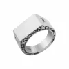 Ring 925/- Sterling Silber Siegelring mattiert oxidiert Flechtoptik
