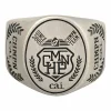 Ring 925/- Sterling Silber Siegelring satiniert oxidiert Champion Wappen