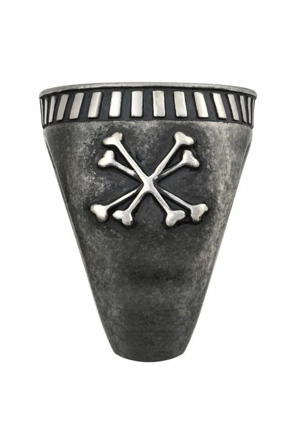 Ring 925/- Sterling Silber Siegelring matt oxidiert Rock Music Skull