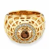 Ring 925/- Sterling Silber vergoldet Rauchquarz Topas