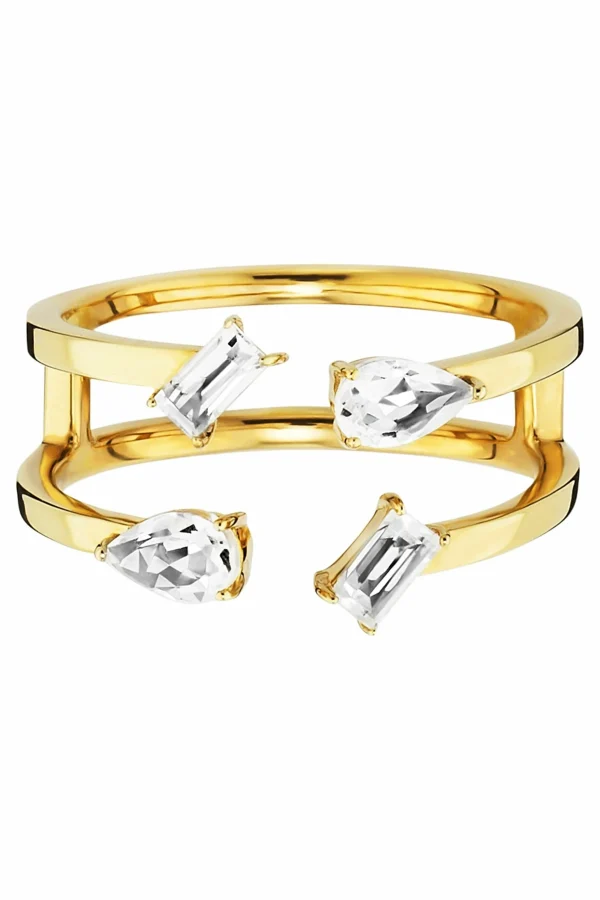 Ring 925 Sterling Silber vergoldet mit Weißtopas