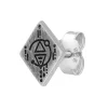 Single Ohrstecker 925 Silber matt eckig oxidiert Tattoo Motiv