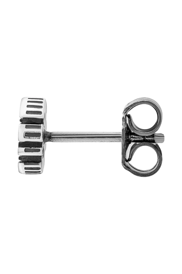 Single Ohrstecker Silber 925 rhodiniert oxidiert